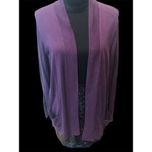 Chico’s Knit Open Front Cardigan With Pockets Purple 2 L